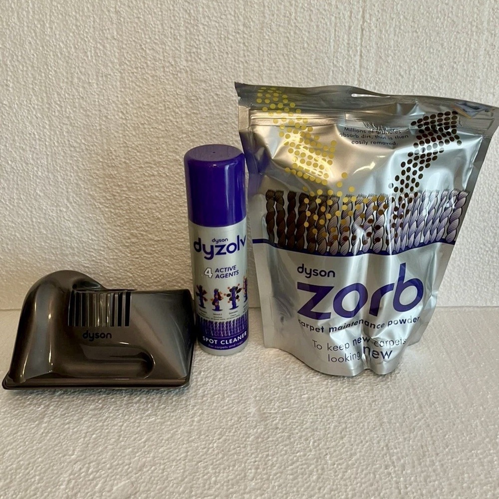 Dyson NEW Carpet Cleaning Kit Set 8.5 oz Spot Cleaner ZORB Powder & Groomer Tool